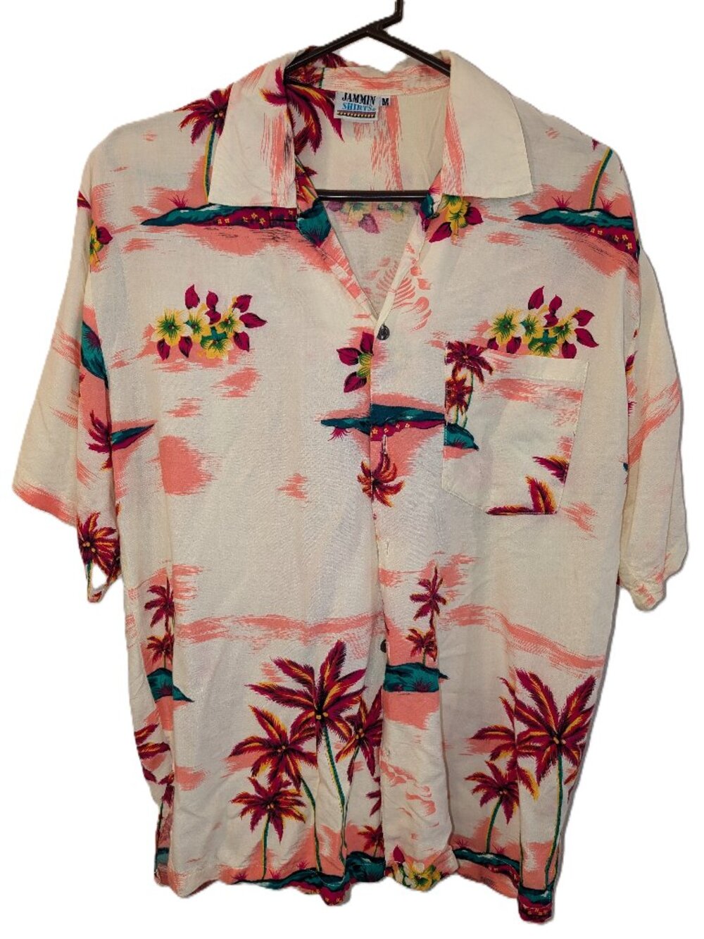 Tropical Themed Casual Button Up Beach Shirt - Size Medium